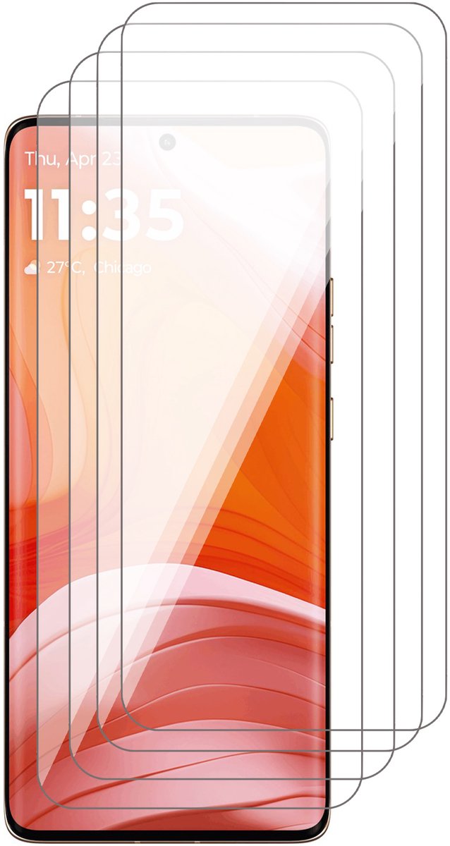 Screenprotector geschikt voor Motorola Moto Edge 50 Pro – 4 Stuks – UltraClear Gehard Glas – Case Friendly – 9H Krasbestendig