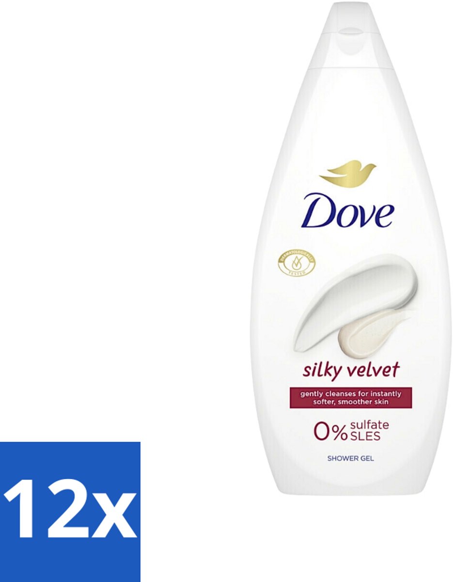 12 x Dove Silky Velvet - Douchegel - Sulfaatvrij - 250 ml - Douchegel - Dove - Silky Velvet - Zijdezachte Huid - Hydraterend