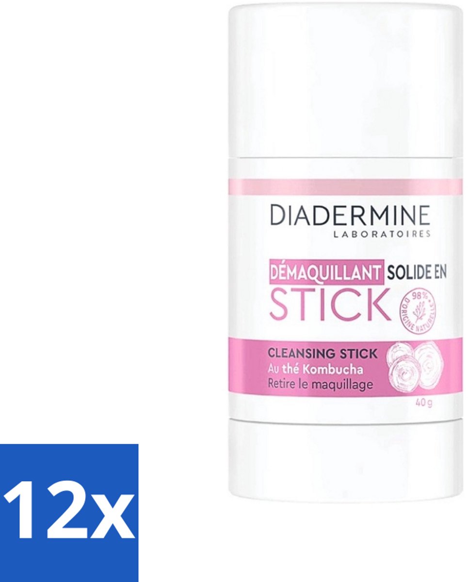 12 x Diadermine - Essential Care - Cleansing Stick - Kombucha - 40g - Huidreiniger - Reinigingstick - Kombucha Thee - Gezichtsreiniger - Gevoelige Huid