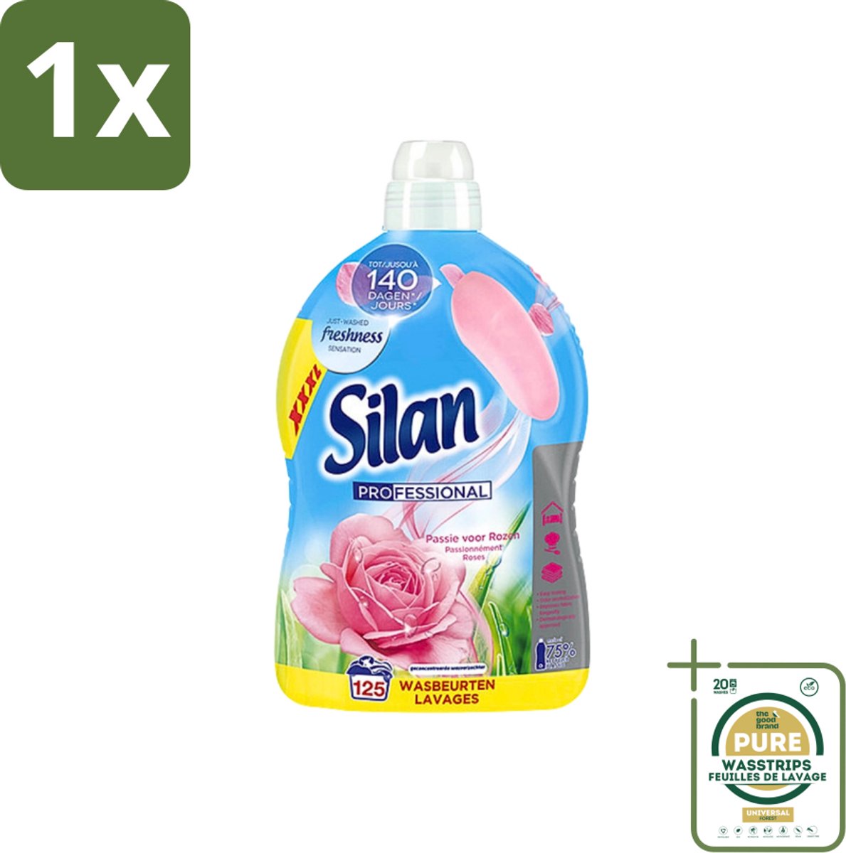 1 x Silan Professional - Wasverzachter - Passie voor Rozen - 125 Wasbeurten - 2.75L- Wasverzachter - Rozengeur - Textiel Verzachter - Wasgoed Verzachter - Zachte Kleding