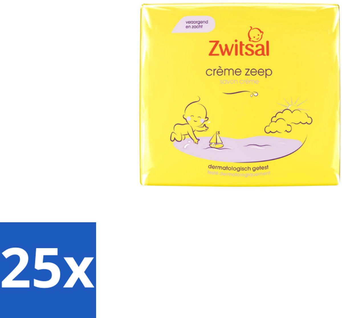 25 x Zwitsal - Babyverzorging - Crème Zeep - Milde & Voedende Reiniging - 180 g - Babyhuid Verzorging - Crème Zeep - Zwitsal - Huidbescherming - Uitdroging Voorkomen