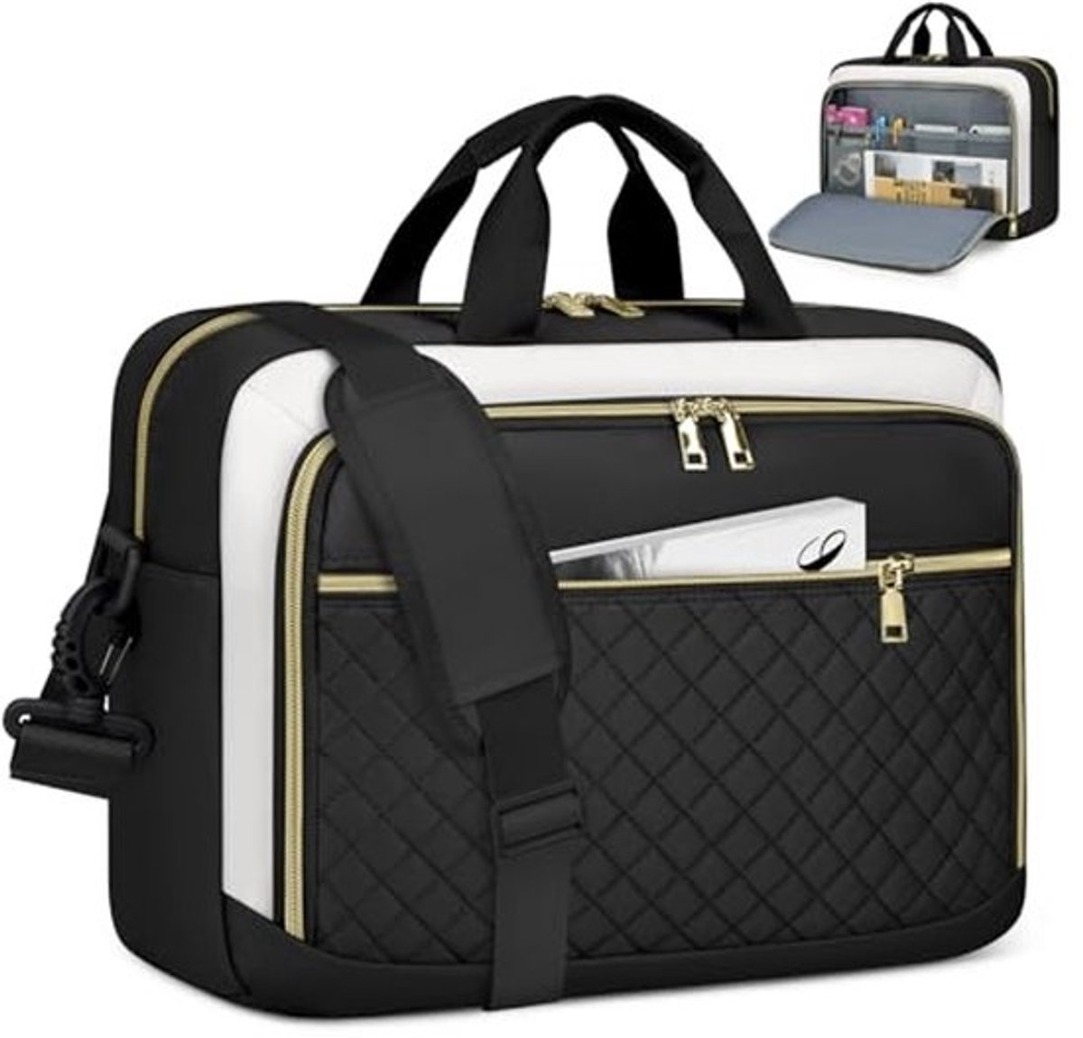 Dames laptoptas voor 17,3 inch laptop, waterdichte schoudertas voor werk, studie en reizen