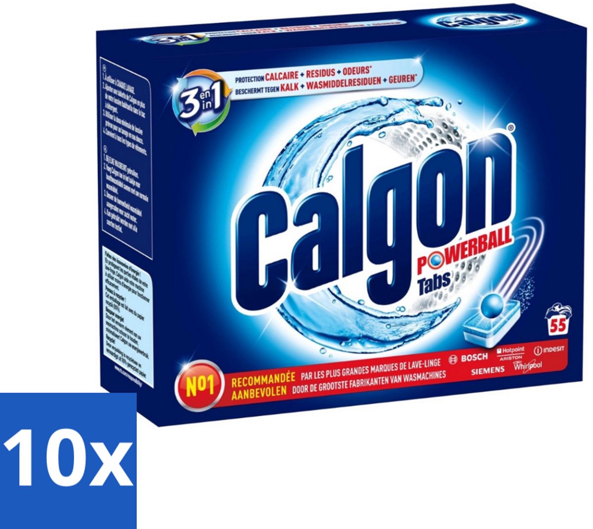 10 x Calgon - Wasmachinereiniger - Tegen Kalkaanslag / Wasmiddelresten / Geuren - 55 Tabletten - Wasmachine Reinigen - Kalkaanslag Voorkomen - Wasmiddelresten Verwijderen - Geuren Neutraliseren - Wasmachine Schoonhouden