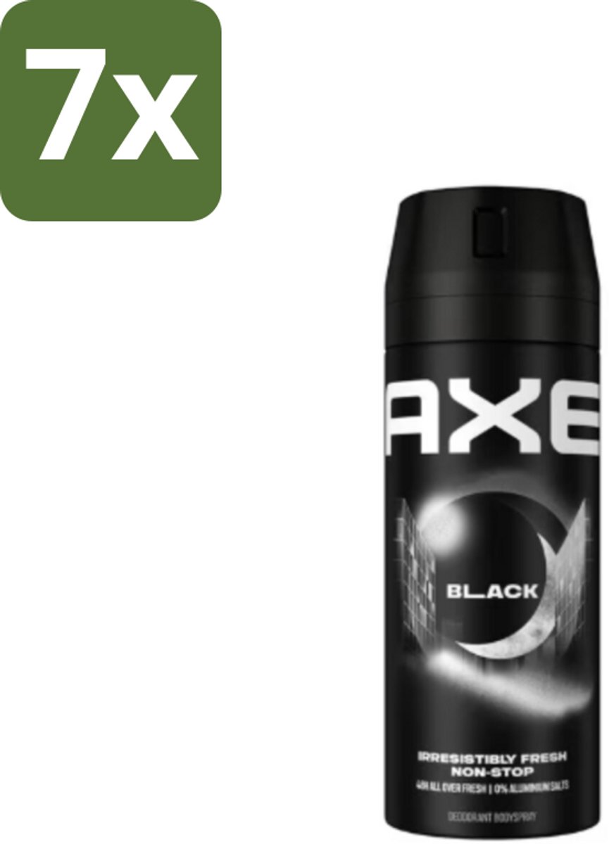 7 x Axe - Deodorant Bodyspray - 48hrs Fresh - Black - Frozen Pear & Cedarwoord - 150 ml - 48 Uur Bescherming - Deodorant Spray - Bevroren Peer - Cedarwood - 0% Aluminiumzouten
