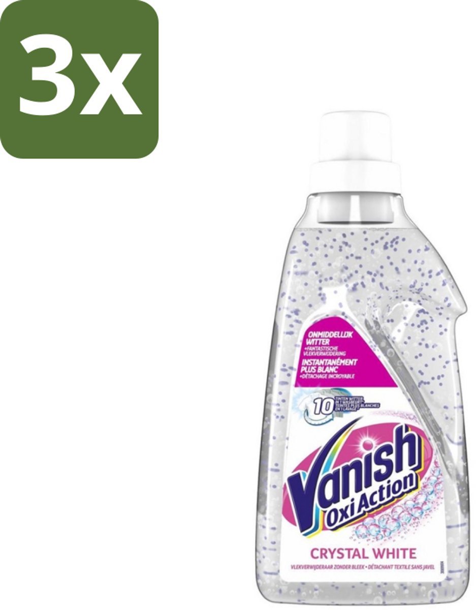 3 x Vanish Oxi Action - Kristalwit - Vlekkenverwijderaar Gel - Zonder Bleek - Witte Was - 15 Wasbeurten - Vlekkenverwijderaar - Witte Was - Kristalwit - Wasmiddel - Vlekkenverwijdering