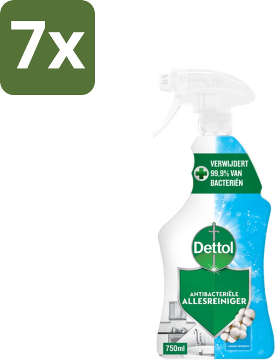 7 x Dettol Antibacteriële Allesreiniger Spray Linnen Frisheid 750 ml - Allesreiniger - Desinfectiemiddel - Antibacterieel - Katoenfris - Hygiëne