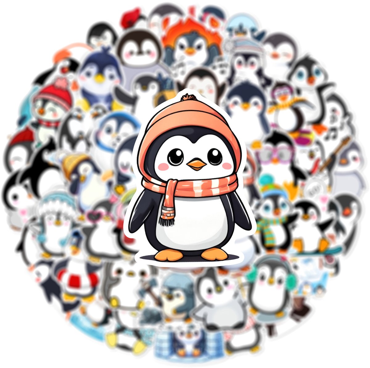 Ainy Pinguin Stickers 50 stuks voor bullet journal, fotoalbum, wenskaarten, laptop, telefoon, waterfles, ook geschikt als muursticker, geschenksticker, skateboard Stickers, graffiti stickers, stickervellen voor kinderen en volwassenen