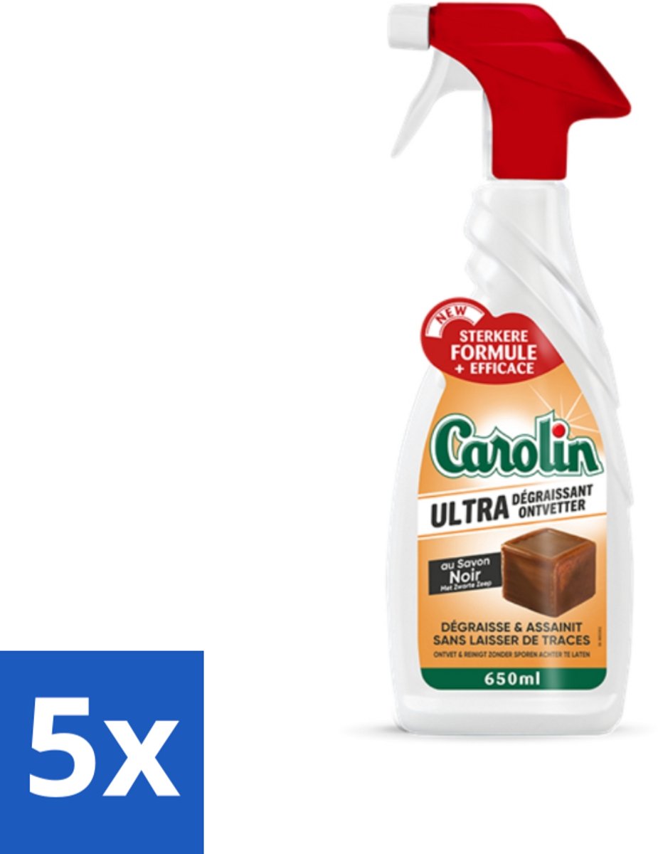 5 x Carolin - Savon Noir - Allesreiniger - Spray - 650 ml - Schoonmaak Spray - Zwarte Zeep - Allesreiniger - Reinigingsproduct - Natuurlijke Reiniging