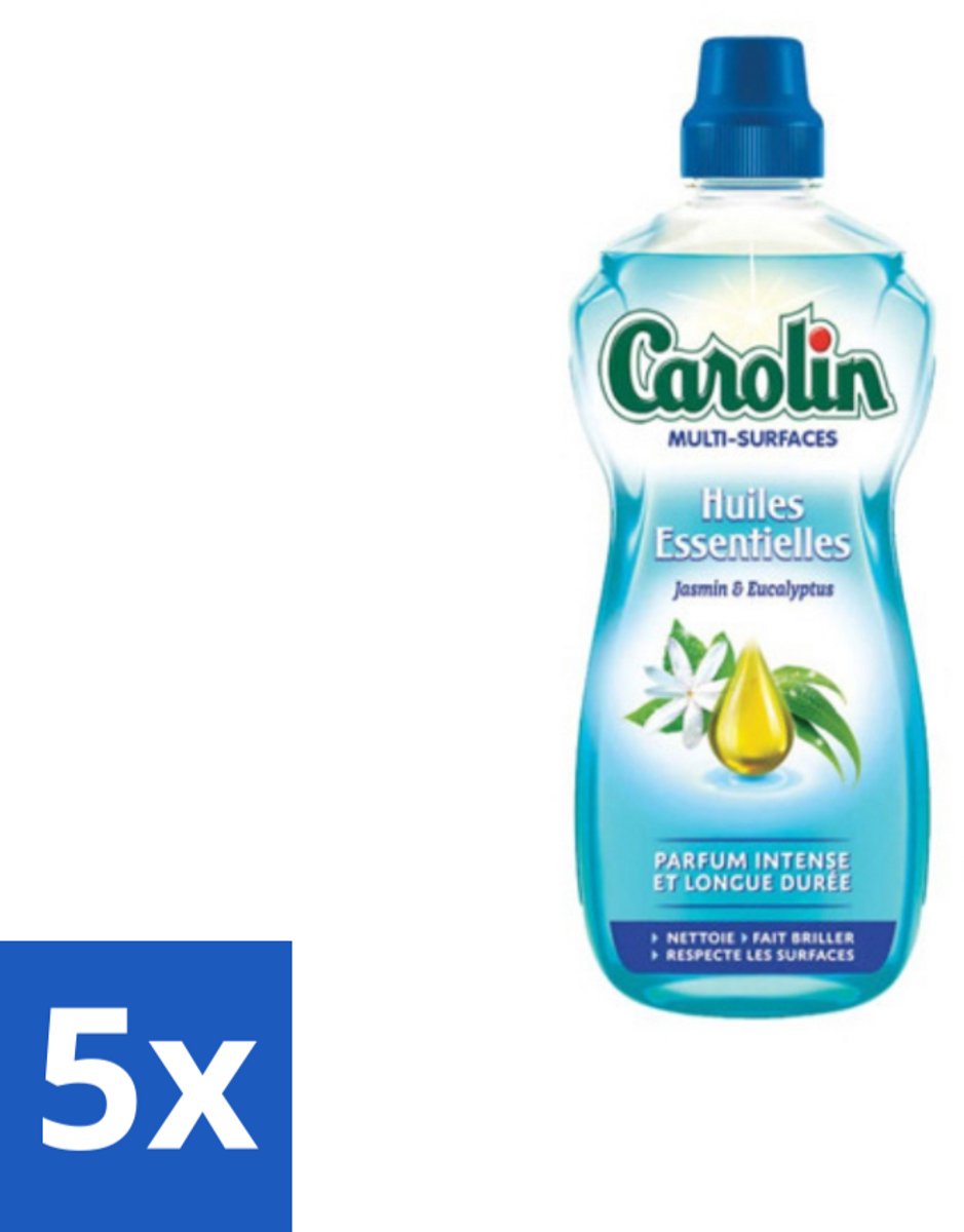 5 x Carolin - Allesreiniger - Essentiële Oliën van Jasmijn en Eucalyptus - 1 L - Allesreiniger - Jasmijn En Eucalyptus - Reiniging - Geur - Oppervlakken Reinigen