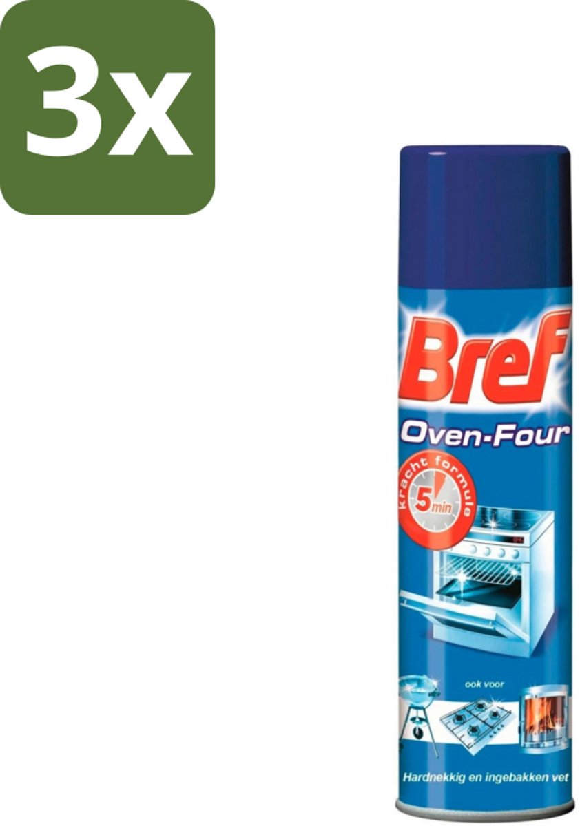 3 x Bref - Oven Spray - Tegen Hardnekkig en Ingebakken Vet - 450 ml - Oven Reinigen - Vet Verwijderen - Oven Reiniger - Keuken Reinigen - Vet Op Kookplaat Verwijderen