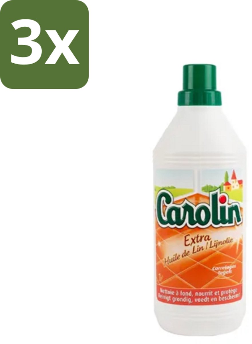 3 x Carolin - Vloerreinigingsmiddel - Extra Lijnolie - 1 L - Vloerreiniger - Tegel Reinigen - Tegel Voeden - Tegel Beschermen - Tegel Schoonmaken