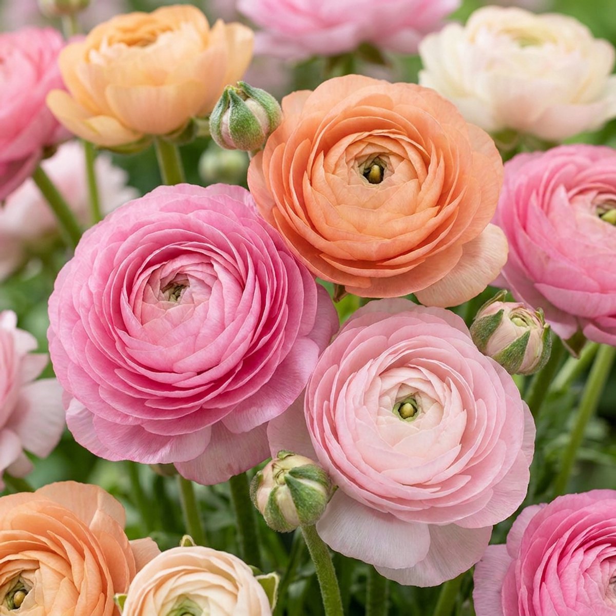 Green boutiQ - 160x Ranunculus Pastel Mix - Pastelkleurige ranonkel - D - Zomerbloeier - Bolmaat 5/6