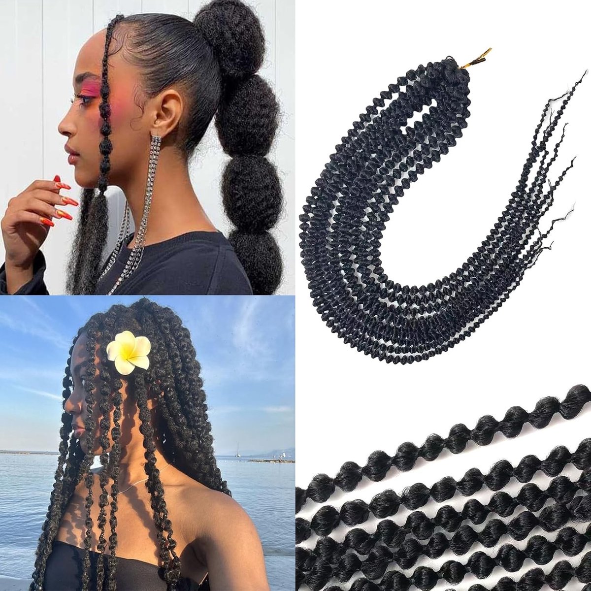 Voorgehaakte Mini Bubble Crochet Braids 24 Inch - Krullend Haar, Dreadlocks en Haaraccessoires voor Vrouwen