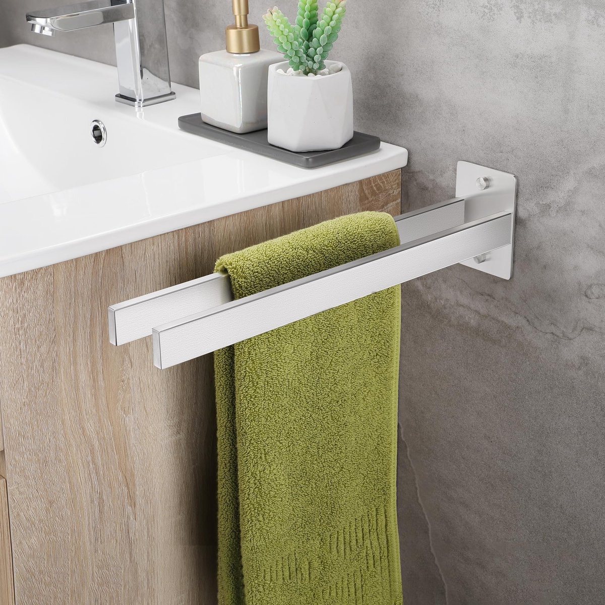 Solidchoice - Dubbele Handdoekrail RVS Geborsteld Zilver 38cm