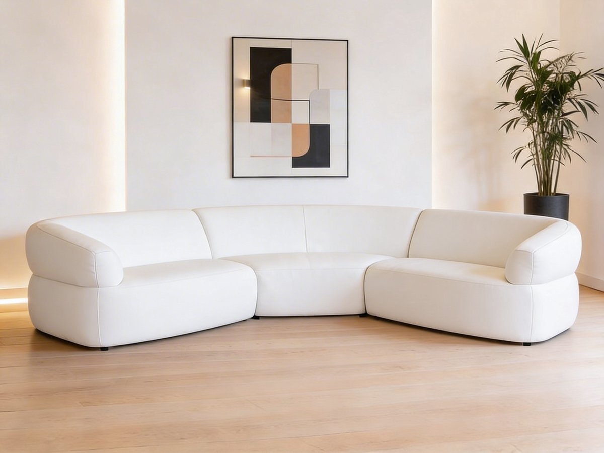 Avelora Curve White – Koningstijl – Witte Curve Bank – Organische Loungebank – Luxe Design Bank voor Woonkamer