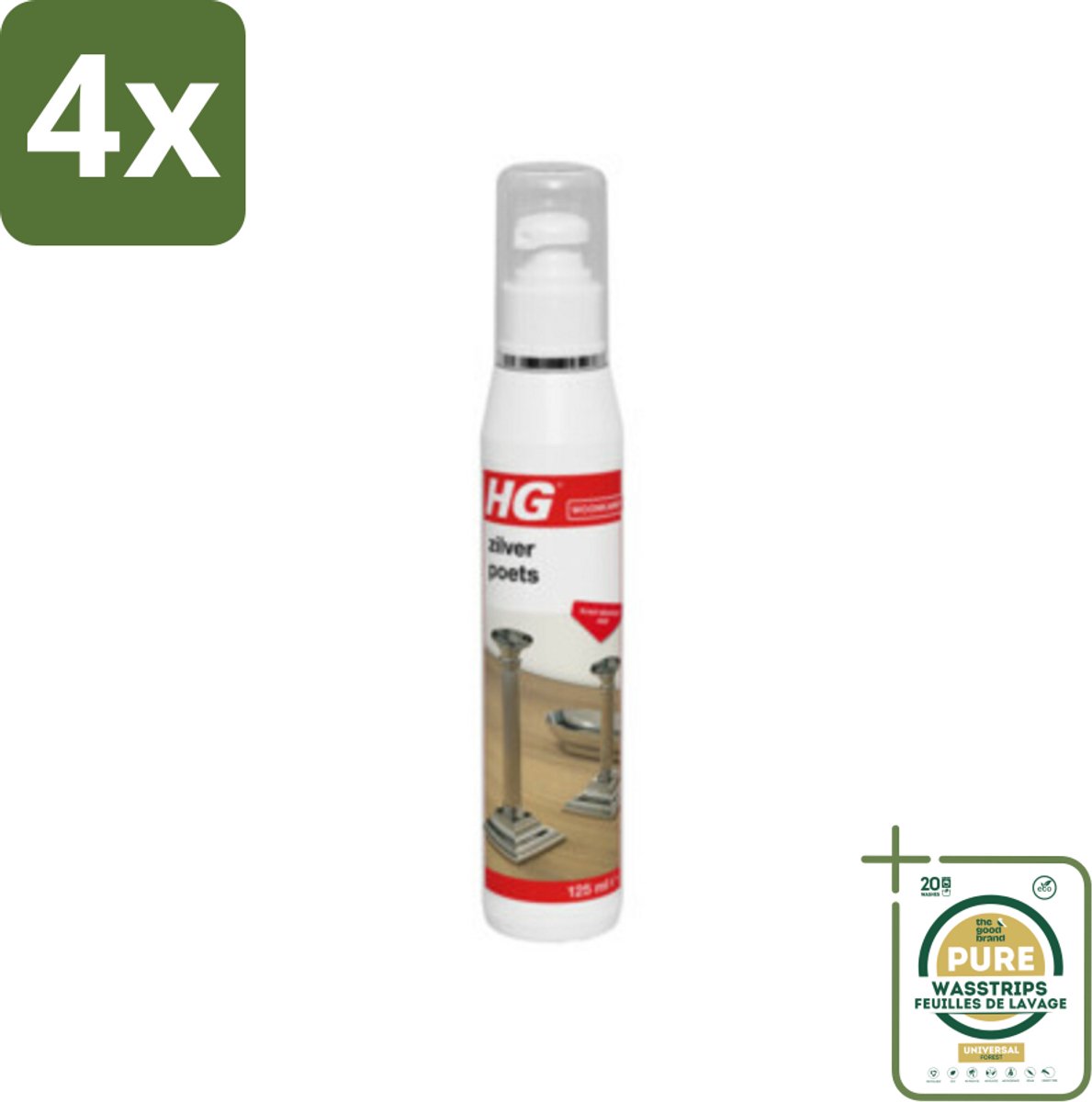 HG Zilverpoets 125 ml - Voordeelverpakking - 4 stuks - Zilver glans - Antieke zilveren voorwerpen