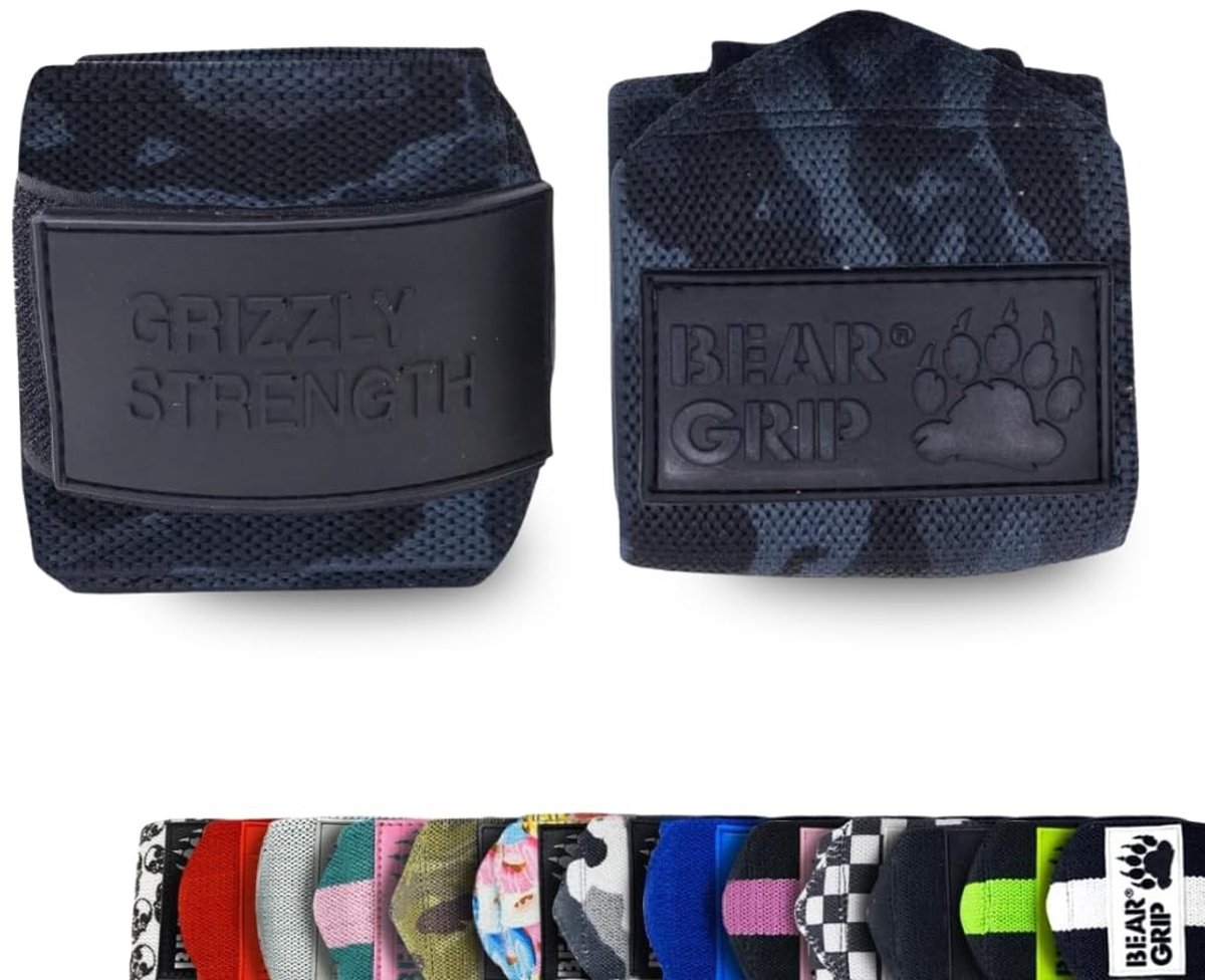 Elzusha - Heavy Duty Gewichthefwristwraps voor Bodybuilding en CrossFit (Donker Camouflage, 45cm)