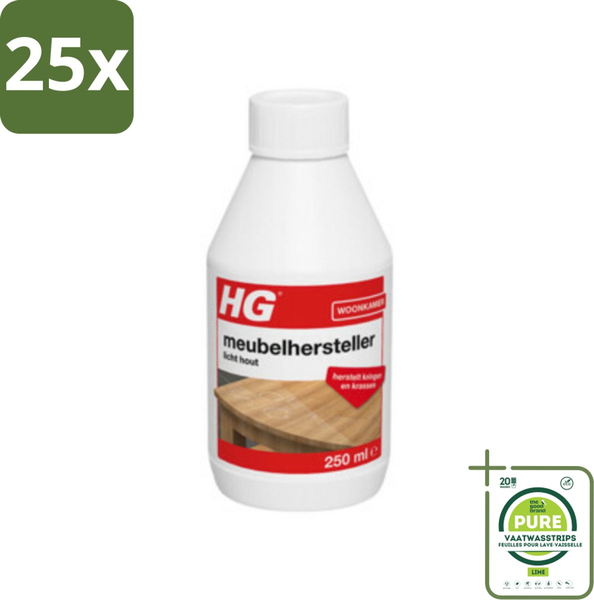 25 x HG Meubelhersteller Licht Hout 250 ml - Grootverpakking - Meubelhersteller - Houtverzorging - Krassen Verwijderen - Vlekken Verwijderen - Meubels Opknappen