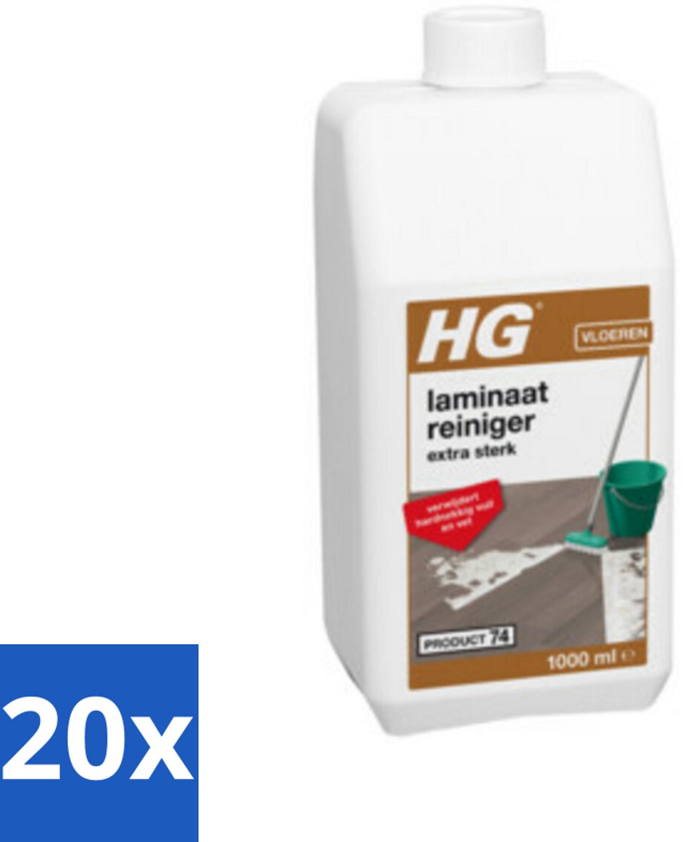 20 x HG Laminaatreiniger Extra Sterk 1 liter - Laminaatreiniger - Laminaat Reinigen - Vuil Verwijderen - Vet Verwijderen - Laminaat Beschermer Verwijderen