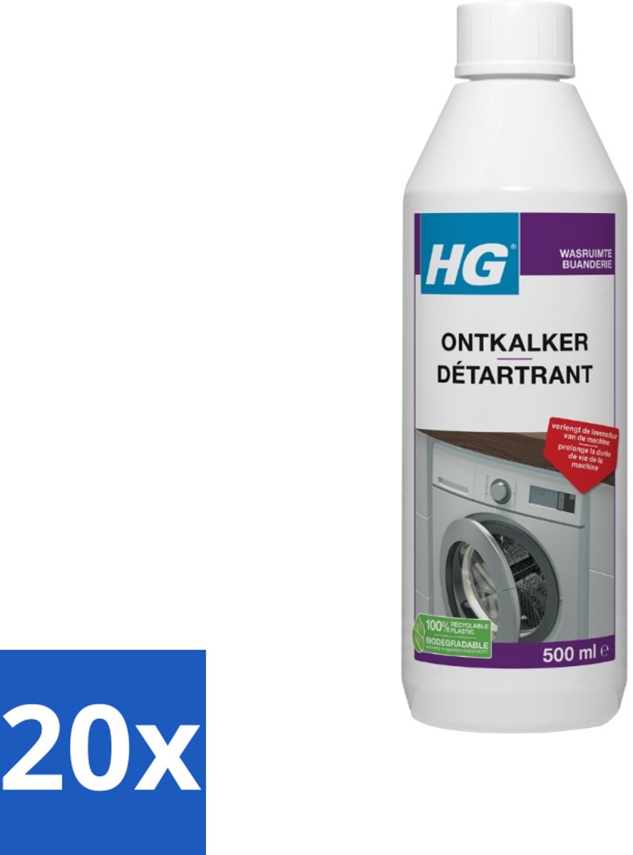 20 x HG Ontkalker 500 ml - Ontkalken - Kalk Verwijderen - Ketelsteen Verwijderen - Wasmachine Ontkalken - Koffiezetapparaat Ontkalken