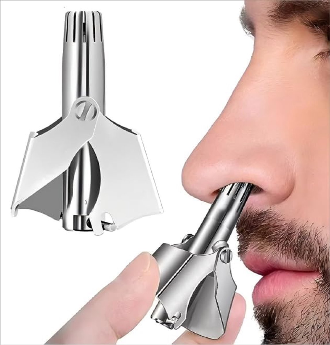 Handmatige neushaartrimmer (1 stuk), unisex – roestvrijstalen scheermes, afwasbaar en draagbaar