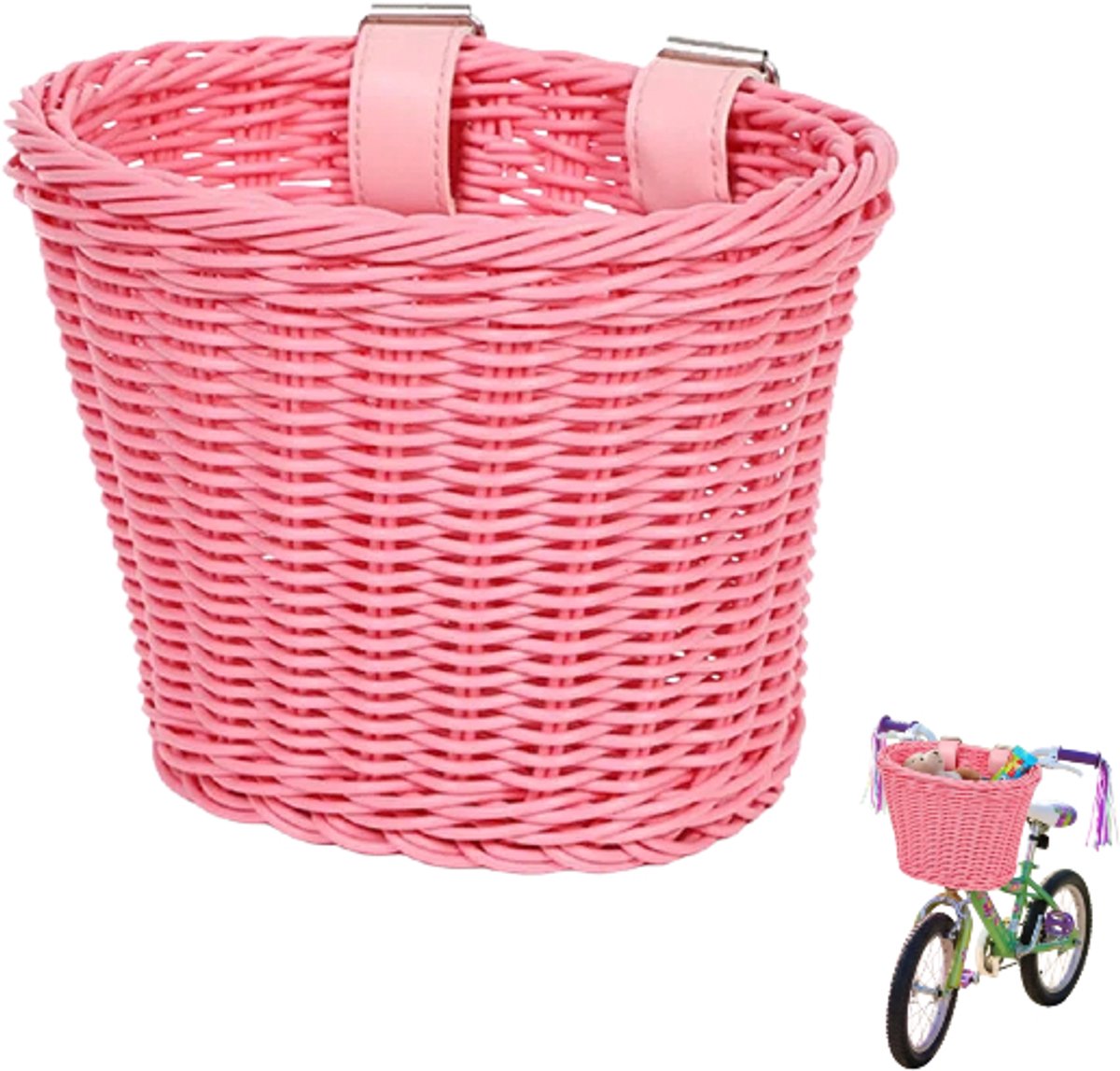 1 stuk - Opbergmand - Fietsmand - Snackmand - Roze - 21*15*15 cm - Lichtgewicht en draagbaar - Geschikt voor kinderen, peuters, fietsen, kinderwagens en gezinsuitjes