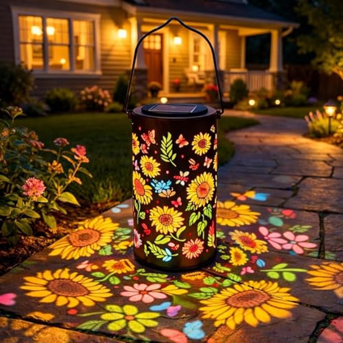 VONKELIOS®Zonnebloem zonne‑tuinverlichting, weerbestendige LED buitenlampen voor achtertuin, boerderij, balkon, gazon, looppad en garage