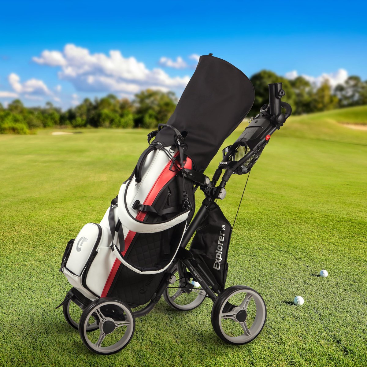 Caddytek Golfwagen met 4 wielen - Compact, lichtgewicht, dichtbij opvouwbare push pull caddy karretje - ShopVlot