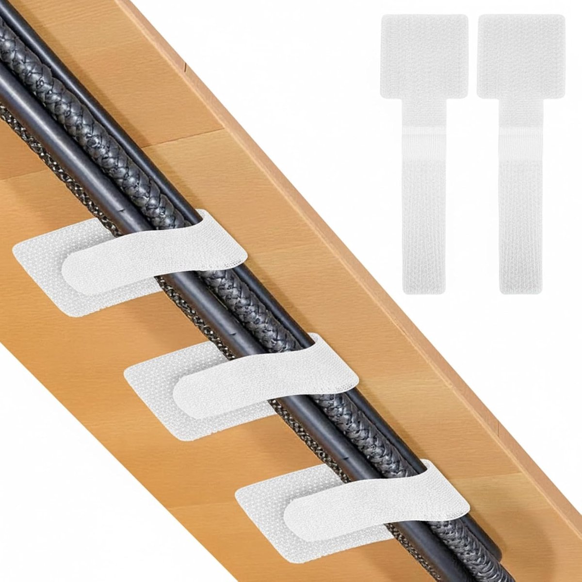 10 stuks kabelbinders met klittenband, zelfklevende kabelorganizers voor op het bureau, herbruikbare kabelbinders, verstelbare kabelorganisatie voor thuiskantoor, te bevestigen onder het computerbureau (wit)