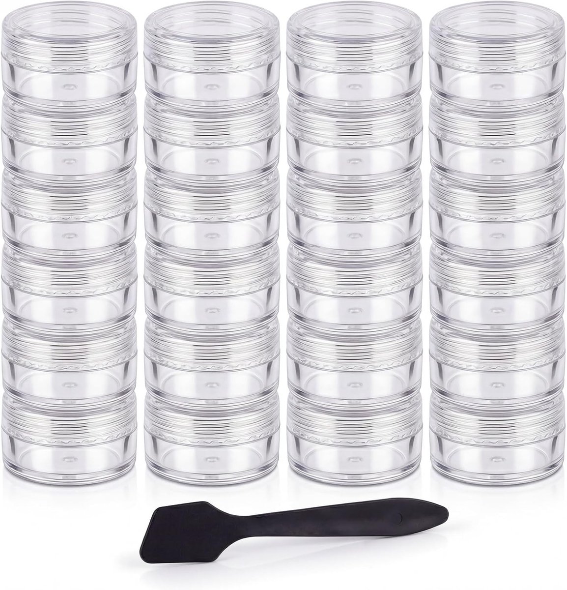 Set van 24 plastic crèmepotjes van 10 ml met deksels voor cosmetica, zalf en lippenbalsem + 1 vel labels