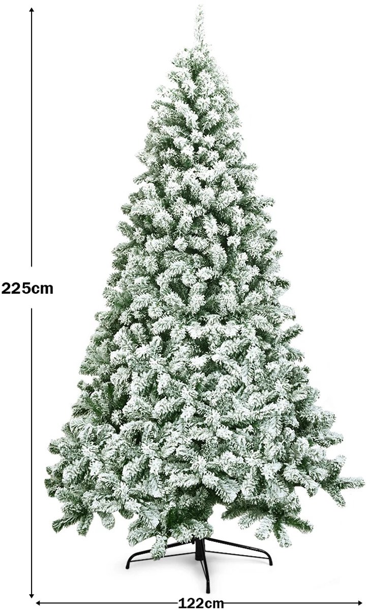 Innovastore Kunstkerstboom - Kerstboom - Kerst - Sneeuwkerstboom - Dennenboom - met metalenstandaard - Kerstmis - 225cm hoog