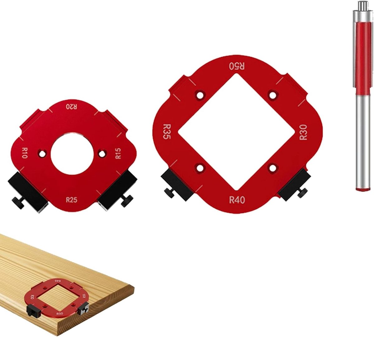Router Template Set met Edge Frees Cutter - 4-in-1 Houtbewerking Sjablonen voor Precisie en Radiusbewerking