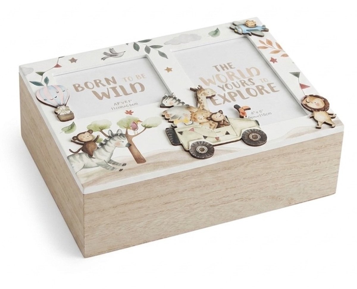 Cosy creations Dream Big Herinneringendoos 27 x 19 x 9 cm – Houten Memory Box voor Baby – Kraamcadeau & Babyshower Cadeau met Ruimte voor 2 Foto’s