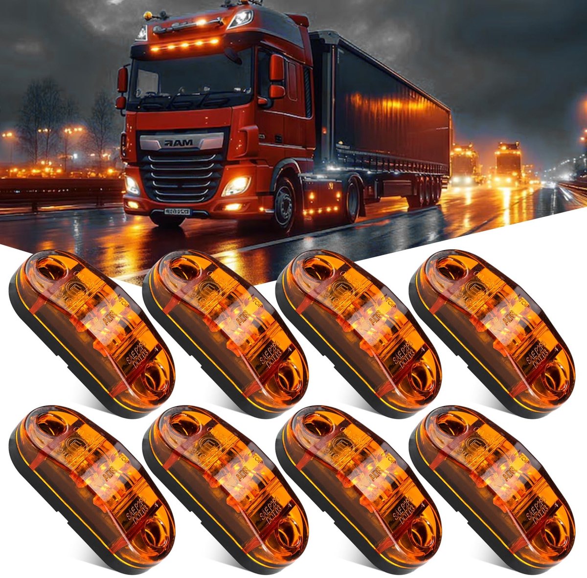 Elzusha - Set van 8 LED Zijknipperlichten voor Voertuigen, Geel