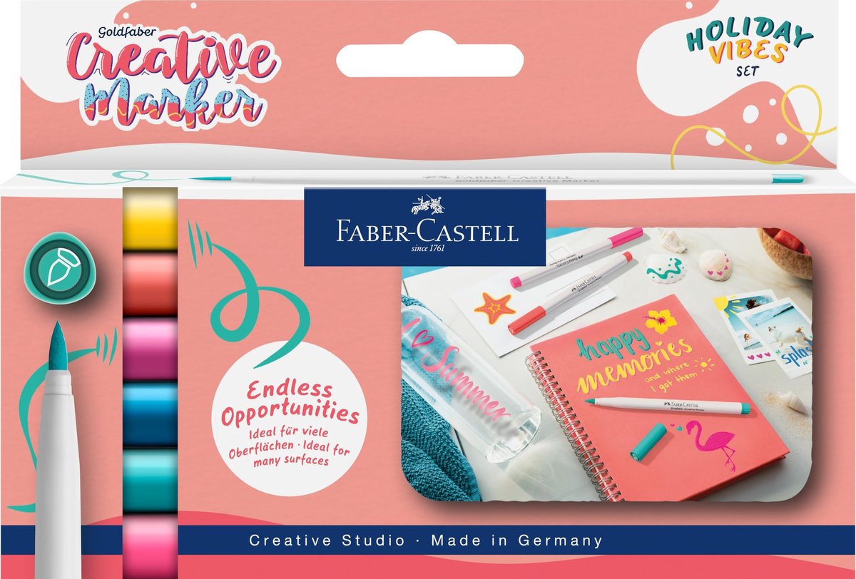 Elzusha - Set van 6 Creatieve Markers met Borsteltip voor Kunst en Lettering