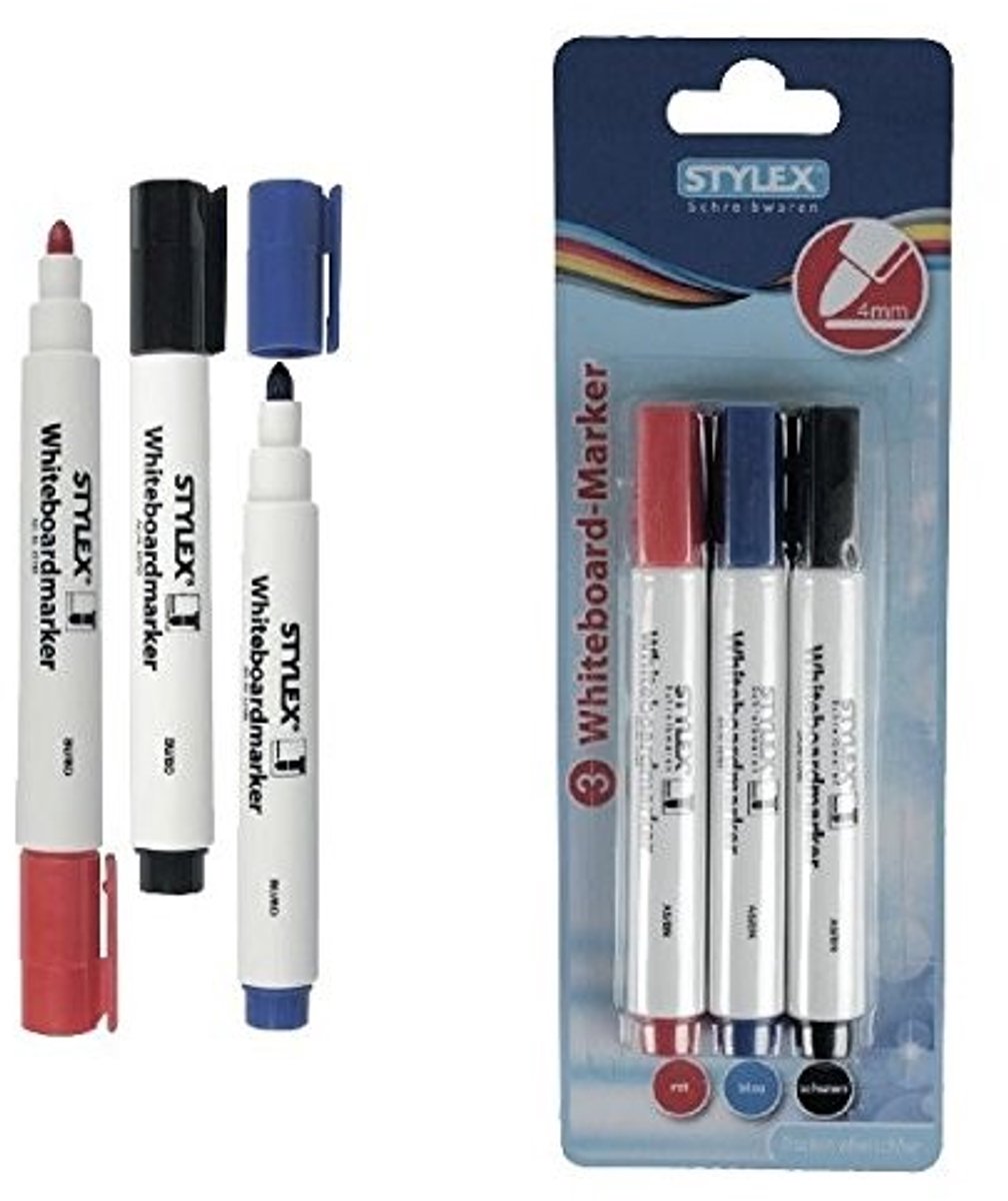 Elzusha - Whiteboardmarkers Set van 3, Rood, Zwart en Blauw