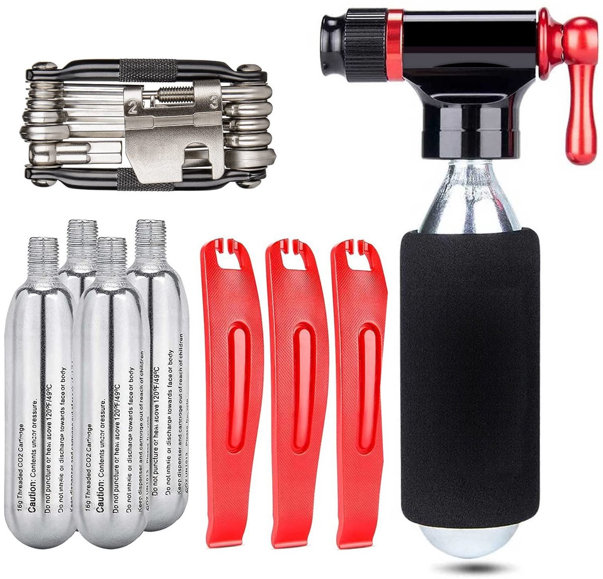Elzusha - CO2 Inflator Kit voor Fietsen met 5 CO2 Patronen