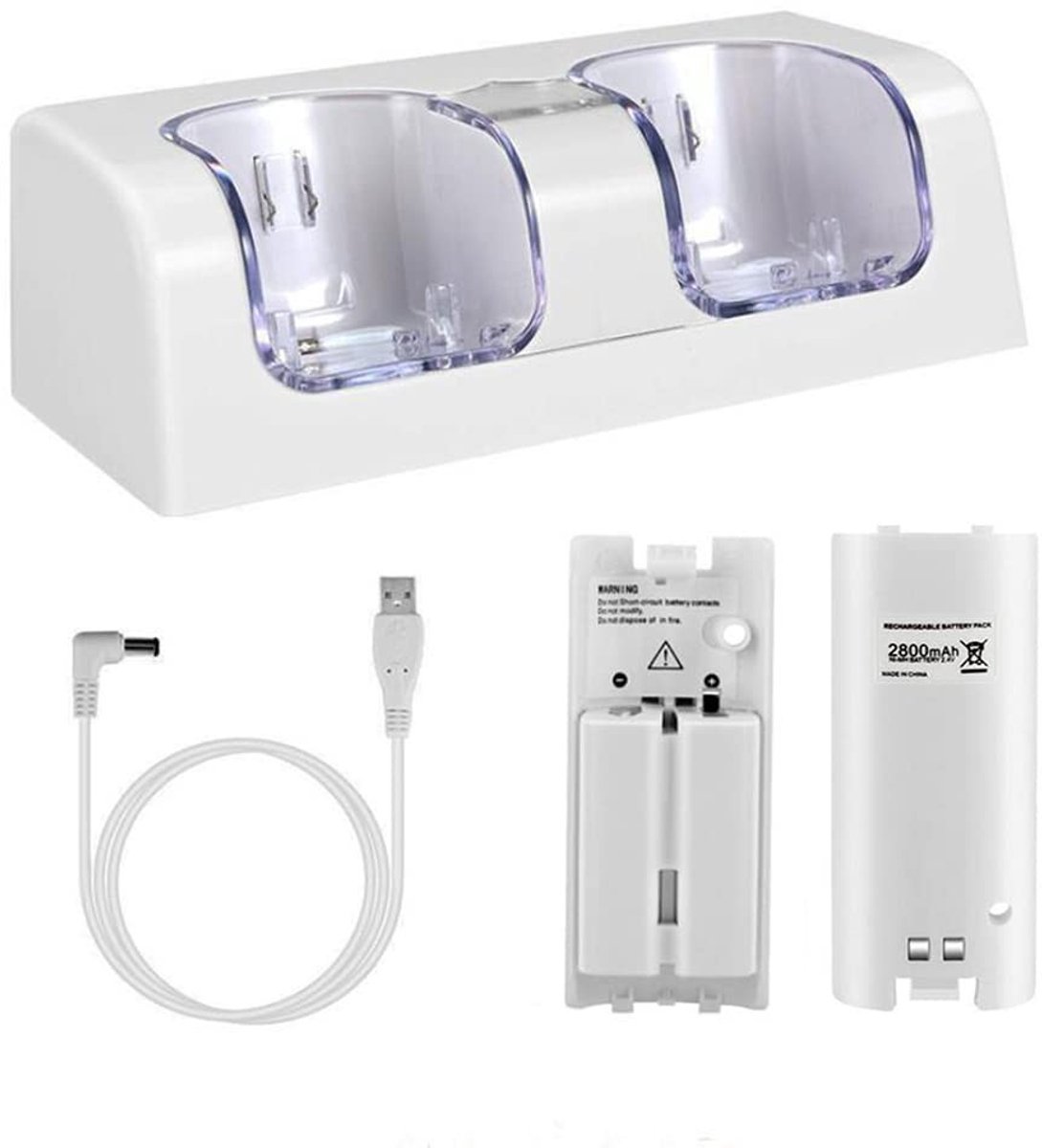 Elzusha - Oplaadstation met 2 Oplaadbare Batterijen voor Nintendo Wii