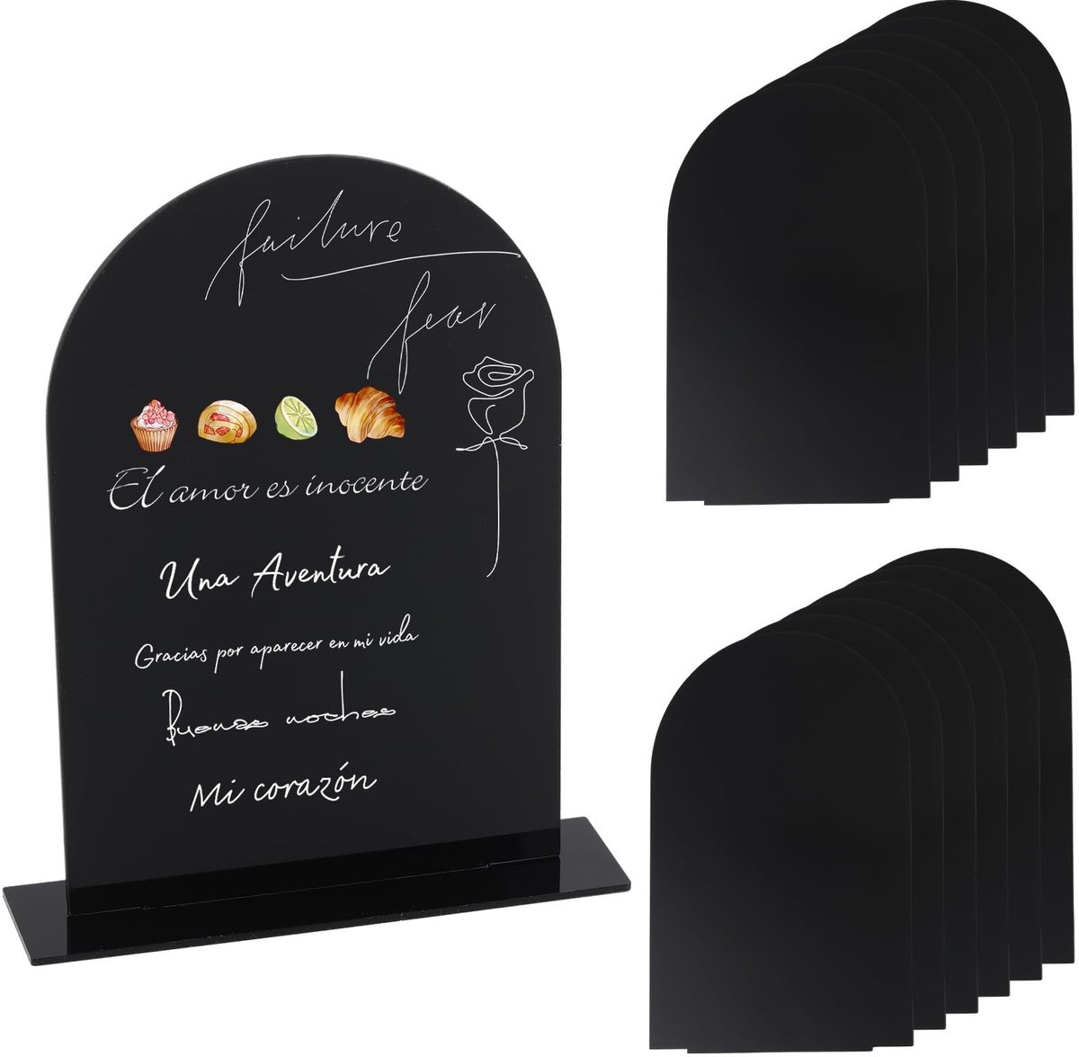 Elzusha - 12 Stuks Acryl Tafelschilder - Zwart voor Bruiloften en Feesten