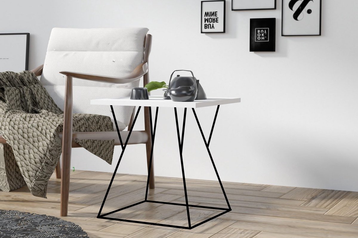 Elzusha - Moderne Witte Koffietafel 45 x 50 x 45 cm met Melamine Coating