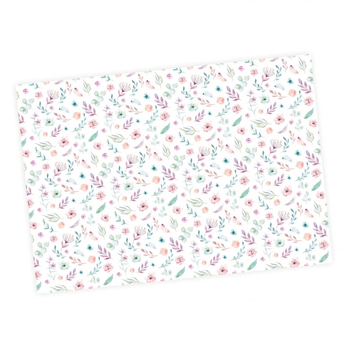 Elzusha - Cadeaupapier bloemen/veren pastel aquarel - 5 vellen A1 voor kinderverjaardag
