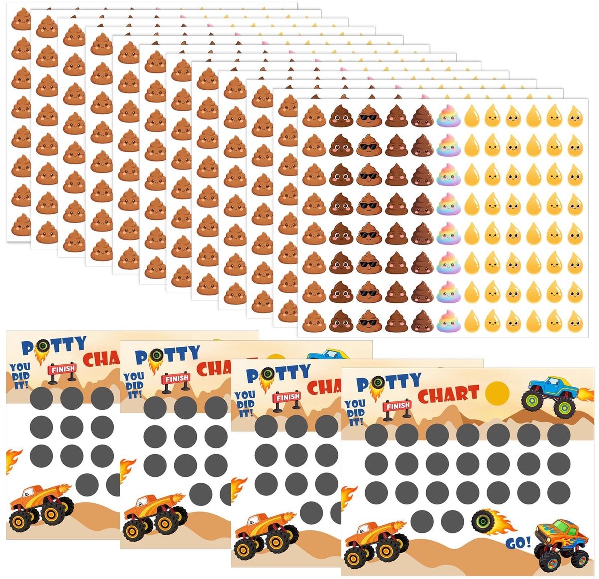 Elzusha - 12 Stuks Potty Training Stickers voor Kinderen