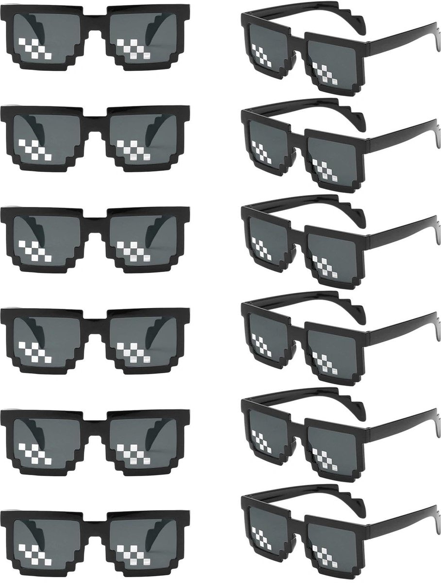 Elzusha - Set van 12 Pixel Mozaïek Zonnebrillen voor Feestjes