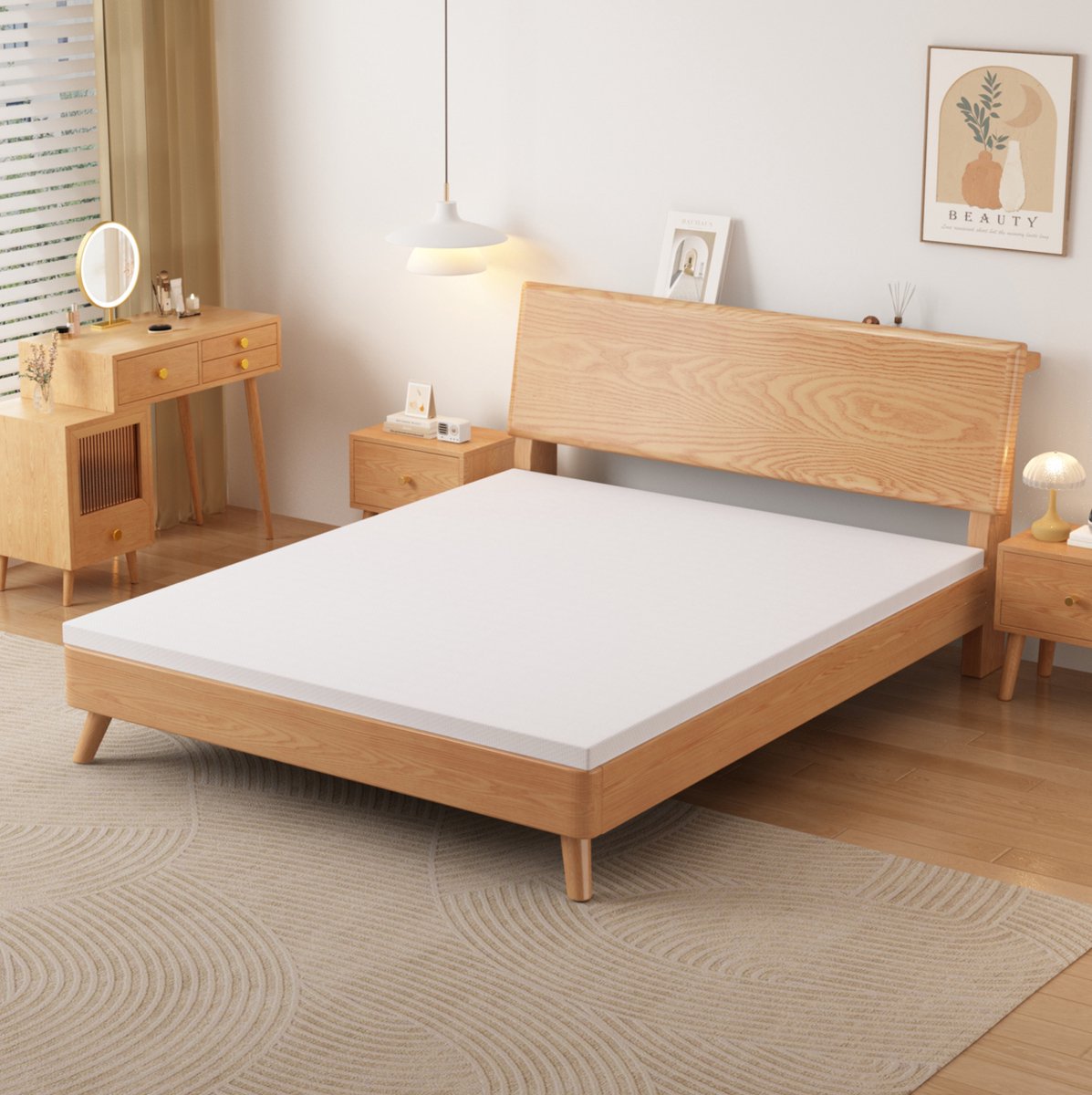 Wishdor Matras - H3 medium stevig - Afneembare tijk wasbaar - Oeko-TEX Standard 100 - Ademend en ventilerend - Polyether foam - Wit - 180 x 200 x 5 cm