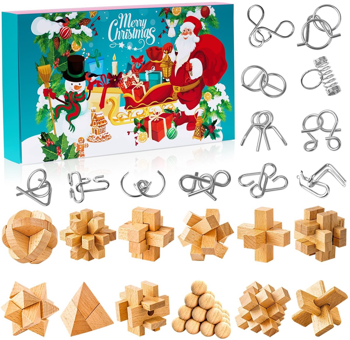 Elzusha - Adventskalender Puzzel met 24 Dagen Vol Plezier