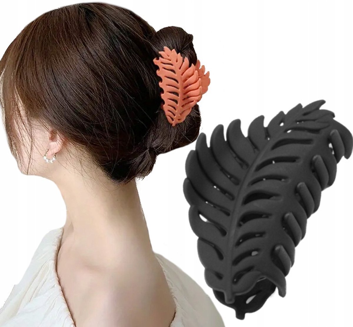 Grote Mat Zwarte Blad Haarclip - Stijlvolle Accessoire