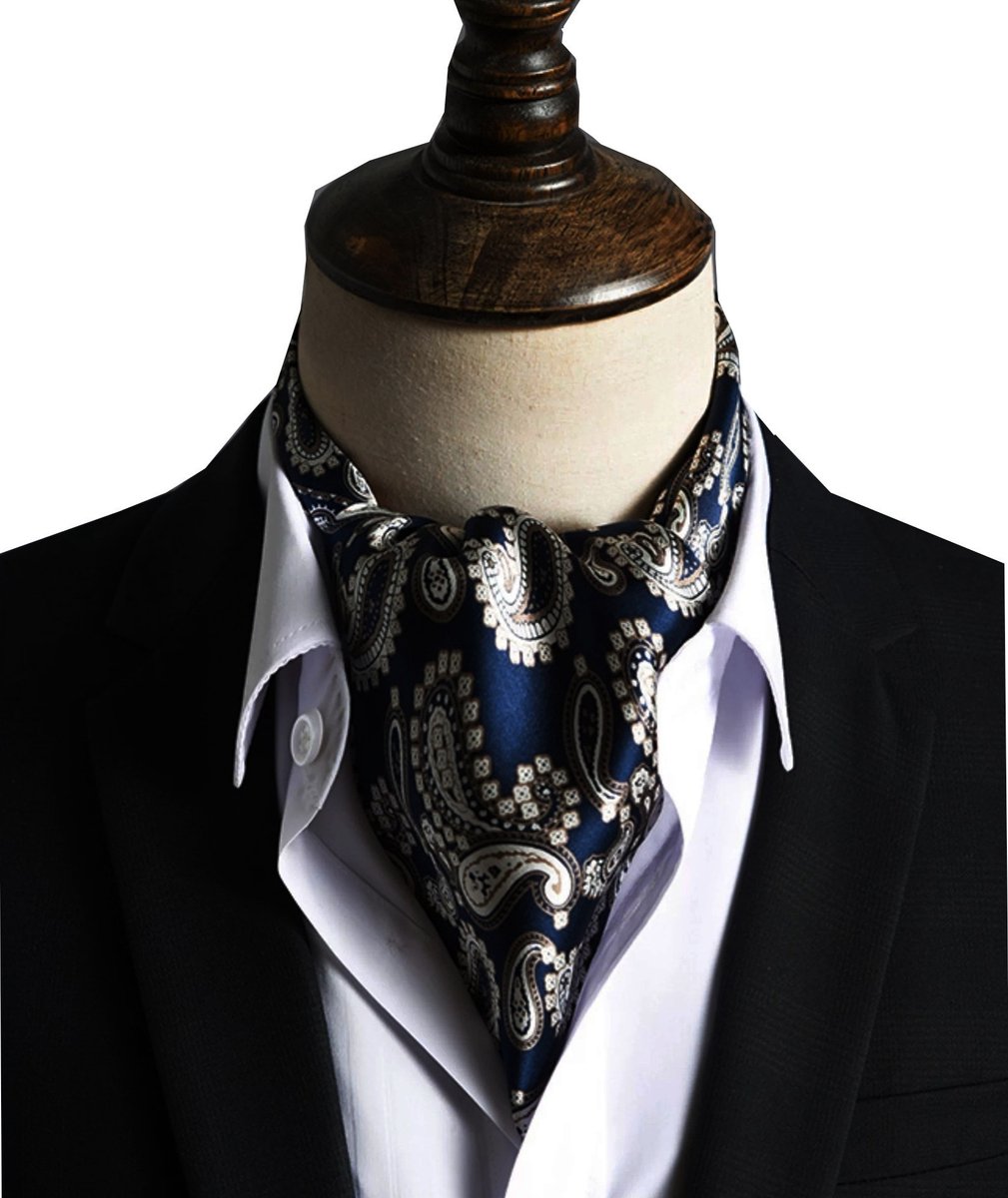 Stropdassjaal Zijde – Ascot – Zijden Sjaal – Paisley Blauw – 53 x 53cm