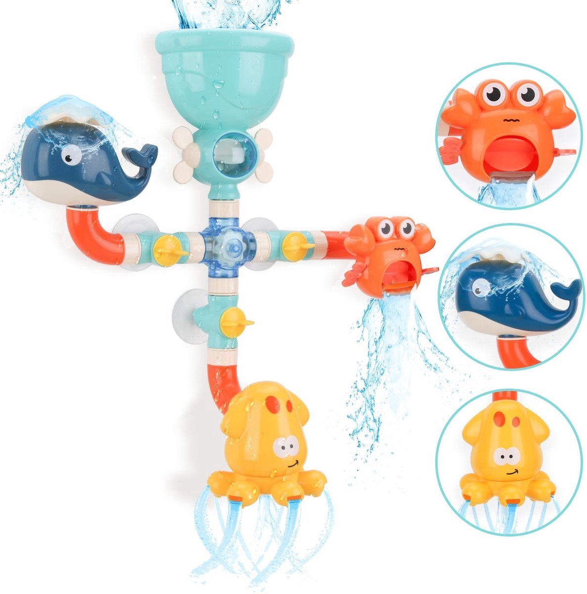 casalora® - Bad speelgoed-Waterspeelgoed-Badkuip-DIY handmatige montage-BPA-vrij-Badspeelgoed voor kinderen vanaf 3 jaar-jongen en meisje-zeedieren