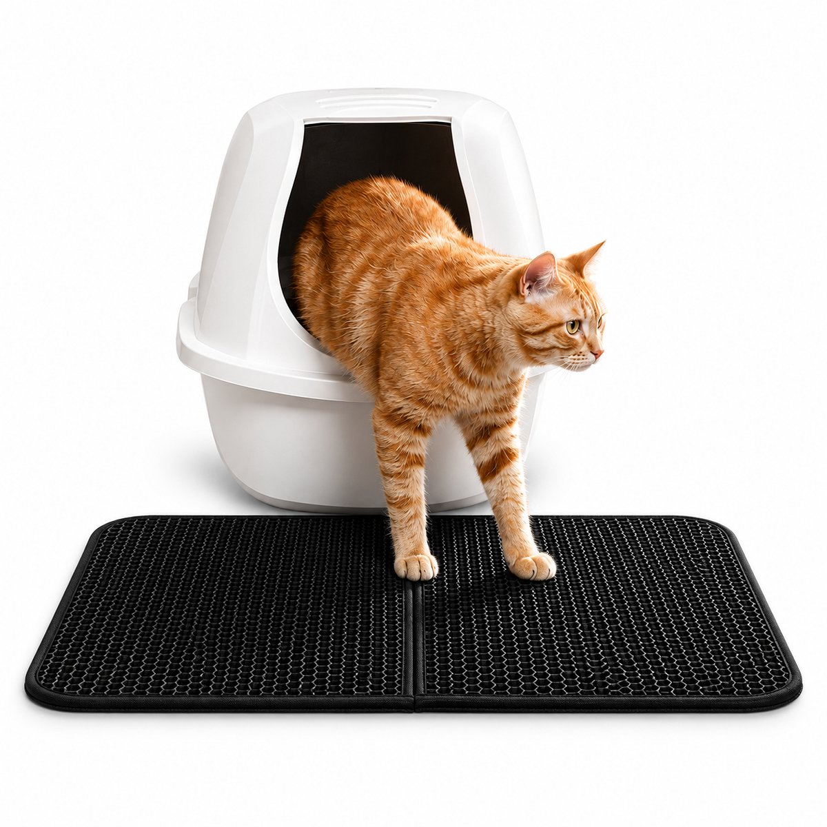 belviona Kattenbakmat EVA , dubbel laags, waterdicht & makkelijk reinigen, 61x38 cm zwart