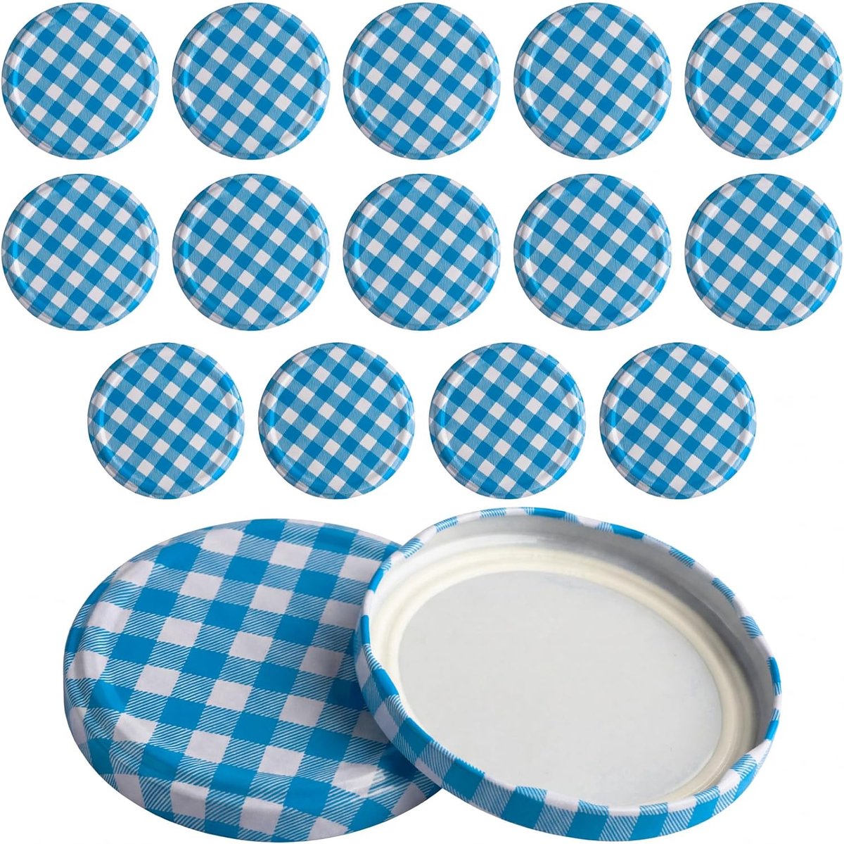 SnelShoppen - 16 Stuks 82mm Twist Off Jars Lids, Schroefdeksels Vervanging voor Glazen (230/350/435/570ml) - Blauw - Duurzaam en Praktisch voor Keuken